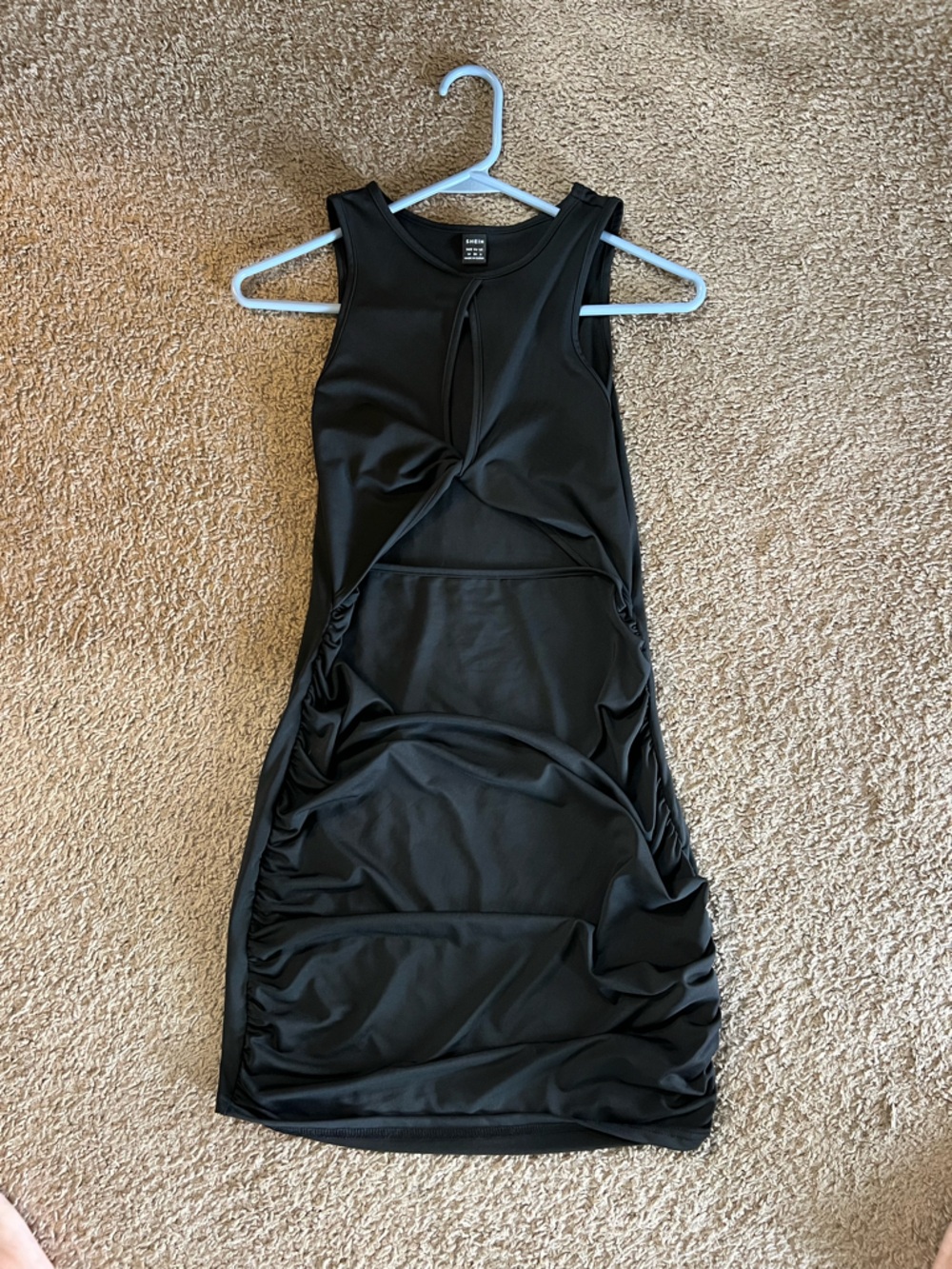 Shein Black Twist-Front Ruched Bodycon Dress